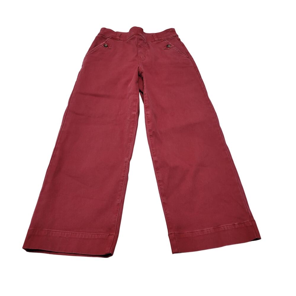 Spanx Stretch twill high rise wide leg crop pants stretch sailor red small